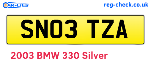 SN03TZA are the vehicle registration plates.