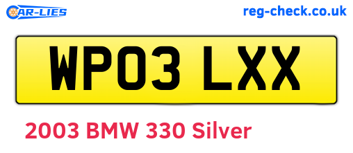 WP03LXX are the vehicle registration plates.