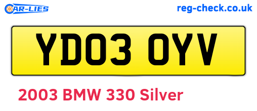 YD03OYV are the vehicle registration plates.