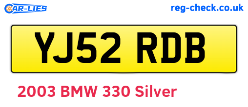 YJ52RDB are the vehicle registration plates.