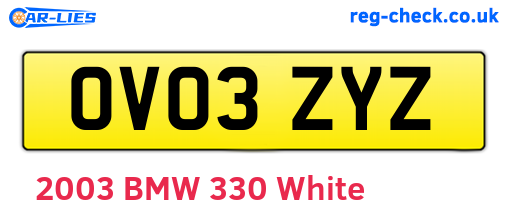 OV03ZYZ are the vehicle registration plates.
