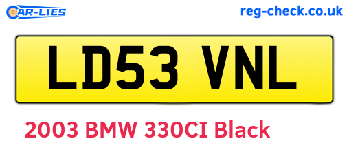 LD53VNL are the vehicle registration plates.