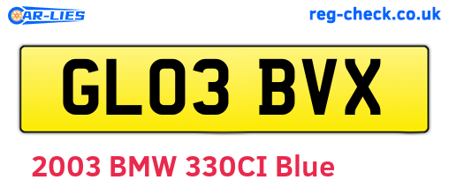 GL03BVX are the vehicle registration plates.