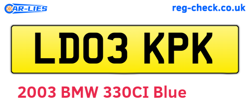 LD03KPK are the vehicle registration plates.