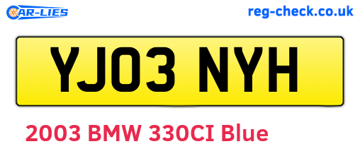 YJ03NYH are the vehicle registration plates.