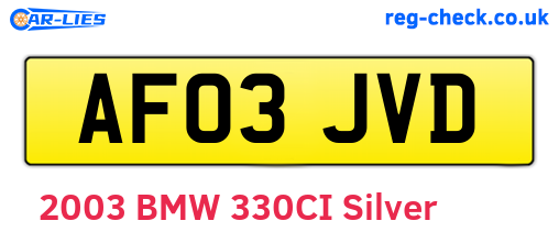 AF03JVD are the vehicle registration plates.