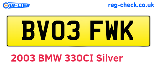 BV03FWK are the vehicle registration plates.