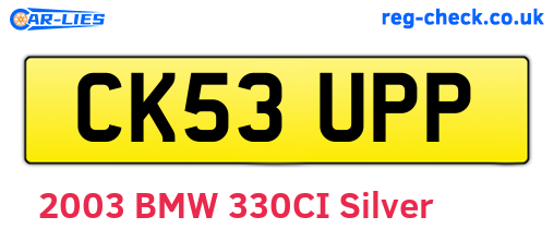 CK53UPP are the vehicle registration plates.