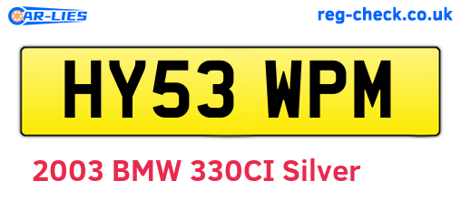 HY53WPM are the vehicle registration plates.