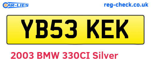 YB53KEK are the vehicle registration plates.