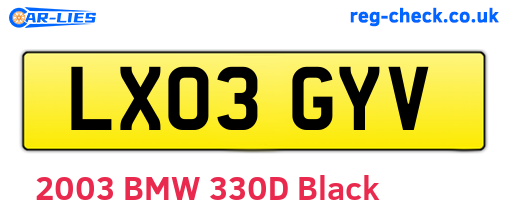 LX03GYV are the vehicle registration plates.