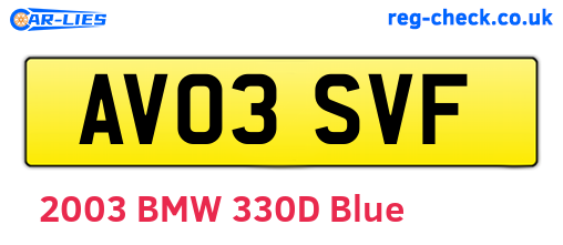 AV03SVF are the vehicle registration plates.