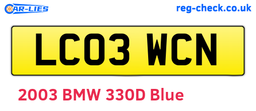 LC03WCN are the vehicle registration plates.