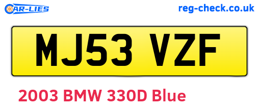 MJ53VZF are the vehicle registration plates.