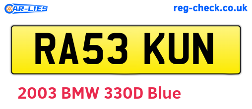 RA53KUN are the vehicle registration plates.