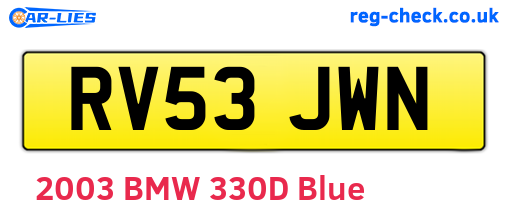 RV53JWN are the vehicle registration plates.