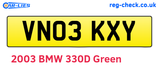 VN03KXY are the vehicle registration plates.
