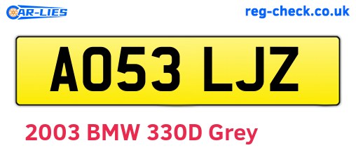 AO53LJZ are the vehicle registration plates.
