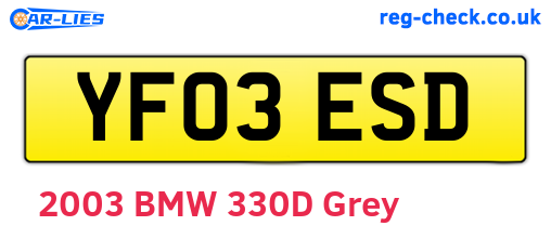 YF03ESD are the vehicle registration plates.