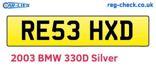 RE53HXD are the vehicle registration plates.