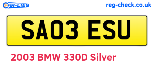 SA03ESU are the vehicle registration plates.
