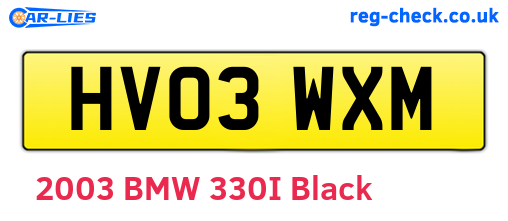 HV03WXM are the vehicle registration plates.