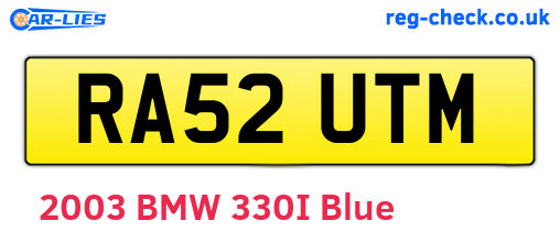 RA52UTM are the vehicle registration plates.