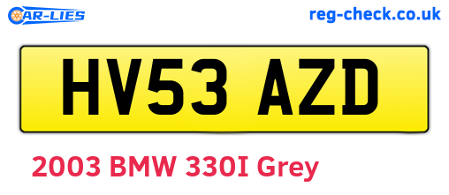 HV53AZD are the vehicle registration plates.