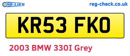 KR53FKO are the vehicle registration plates.