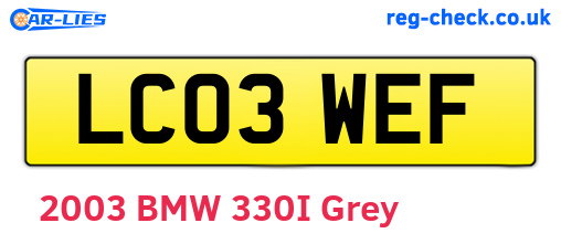 LC03WEF are the vehicle registration plates.