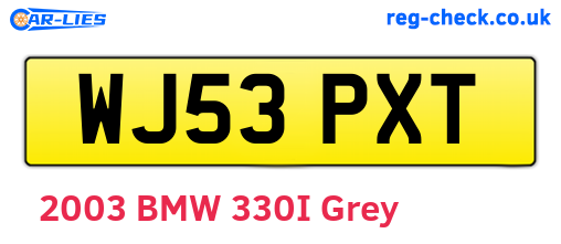 WJ53PXT are the vehicle registration plates.