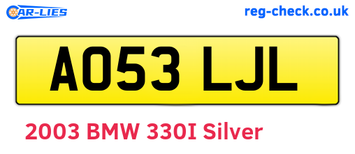 AO53LJL are the vehicle registration plates.