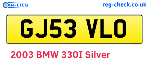 GJ53VLO are the vehicle registration plates.