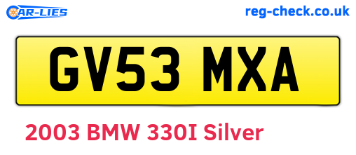 GV53MXA are the vehicle registration plates.