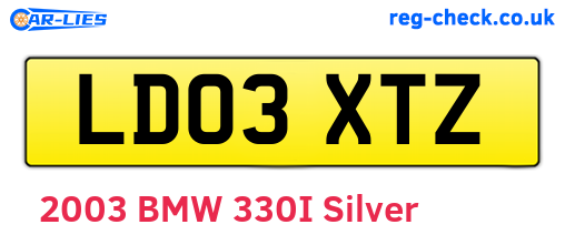 LD03XTZ are the vehicle registration plates.