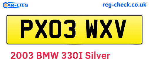 PX03WXV are the vehicle registration plates.