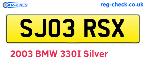 SJ03RSX are the vehicle registration plates.
