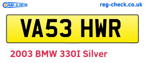 VA53HWR are the vehicle registration plates.