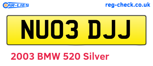 NU03DJJ are the vehicle registration plates.