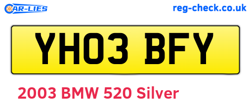 YH03BFY are the vehicle registration plates.