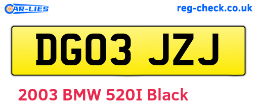 DG03JZJ are the vehicle registration plates.