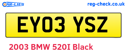 EY03YSZ are the vehicle registration plates.