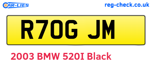 R70GJM are the vehicle registration plates.