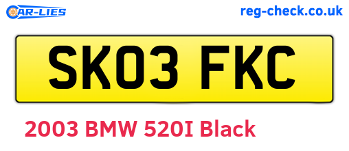SK03FKC are the vehicle registration plates.