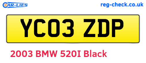 YC03ZDP are the vehicle registration plates.