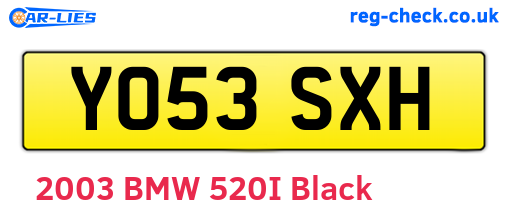 YO53SXH are the vehicle registration plates.