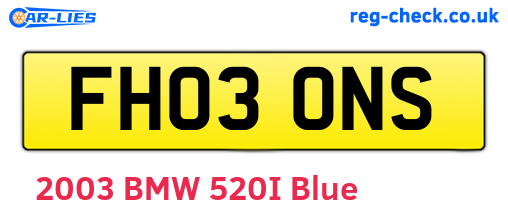 FH03ONS are the vehicle registration plates.