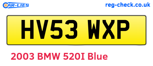 HV53WXP are the vehicle registration plates.