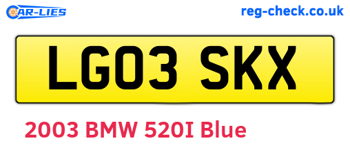 LG03SKX are the vehicle registration plates.