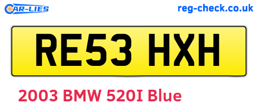 RE53HXH are the vehicle registration plates.